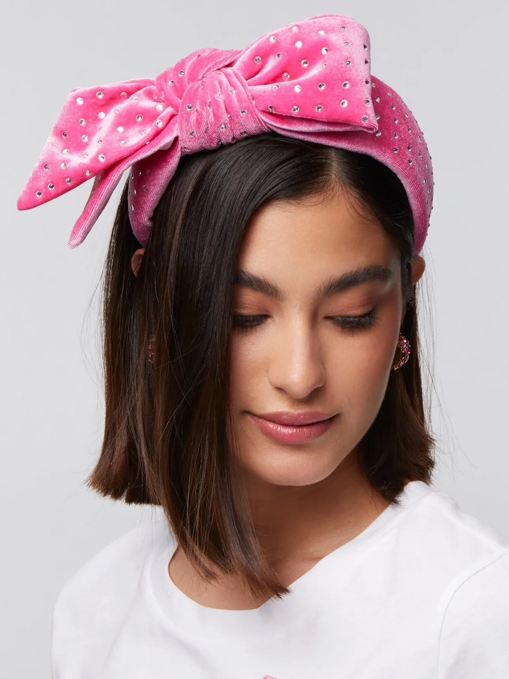 Lele Sadoughi Pink Crystal Dotted Holly Headband NWT